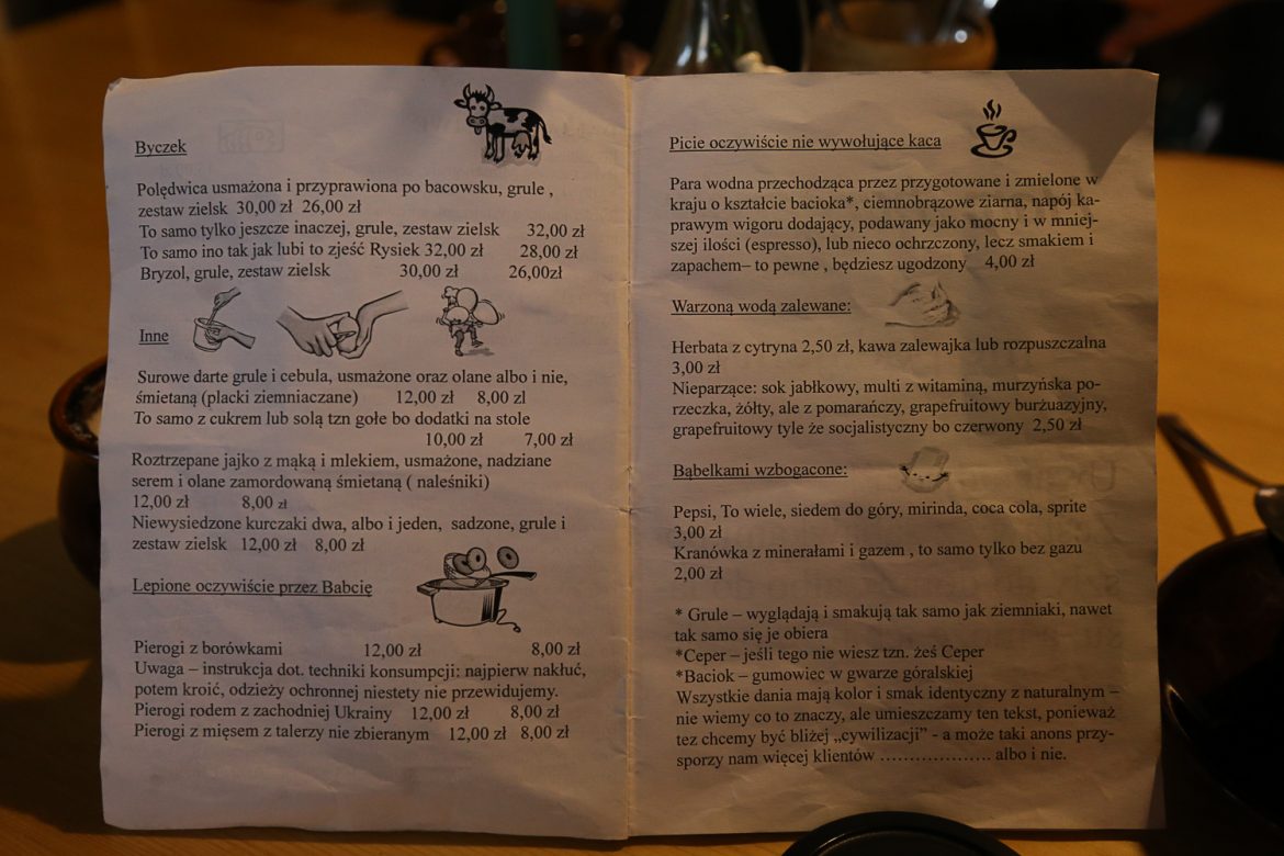 Babcia jest tu szefem – Menu